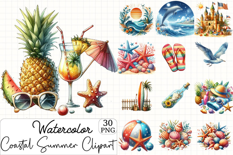 Coastal Summer Clipart Bundle - CraftNest - Digital Crafting and Art