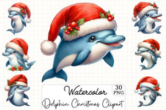 Dolphin Christmas Clipart Bundle - CraftNest - Digital Crafting and Art
