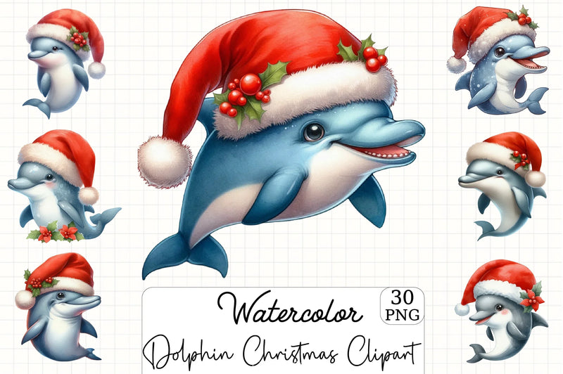 Dolphin Christmas Clipart Bundle - CraftNest - Digital Crafting and Art