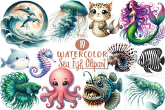 Sea Fish Clipart Bundle 4 - CraftNest - Digital Crafting and Art