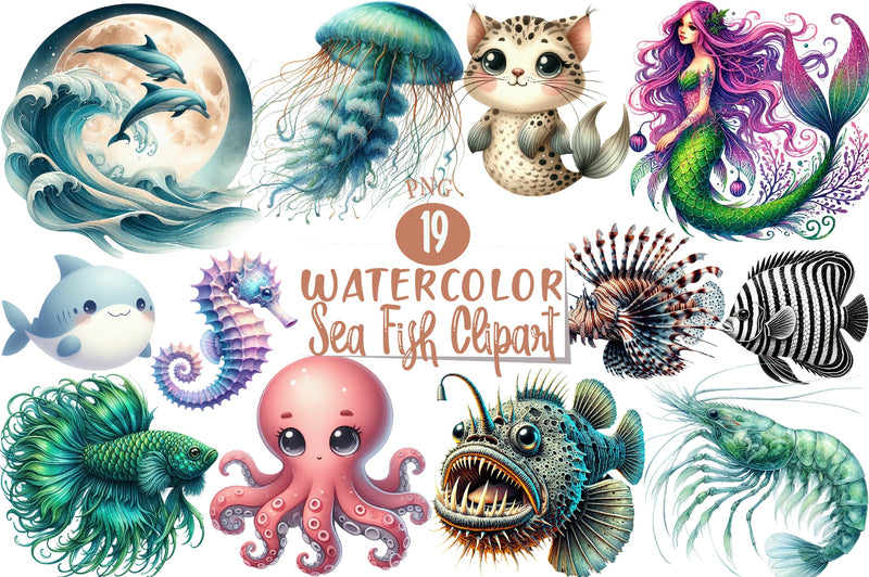 Sea Fish Clipart Bundle 4 - CraftNest - Digital Crafting and Art
