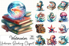 Undersea Reading Clipart Bundle - CraftNest - Digital Crafting and Art