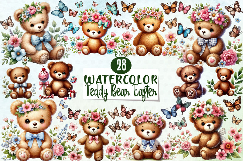 Teddy Bear Easter Clipart Bundle - CraftNest - Digital Crafting and Art