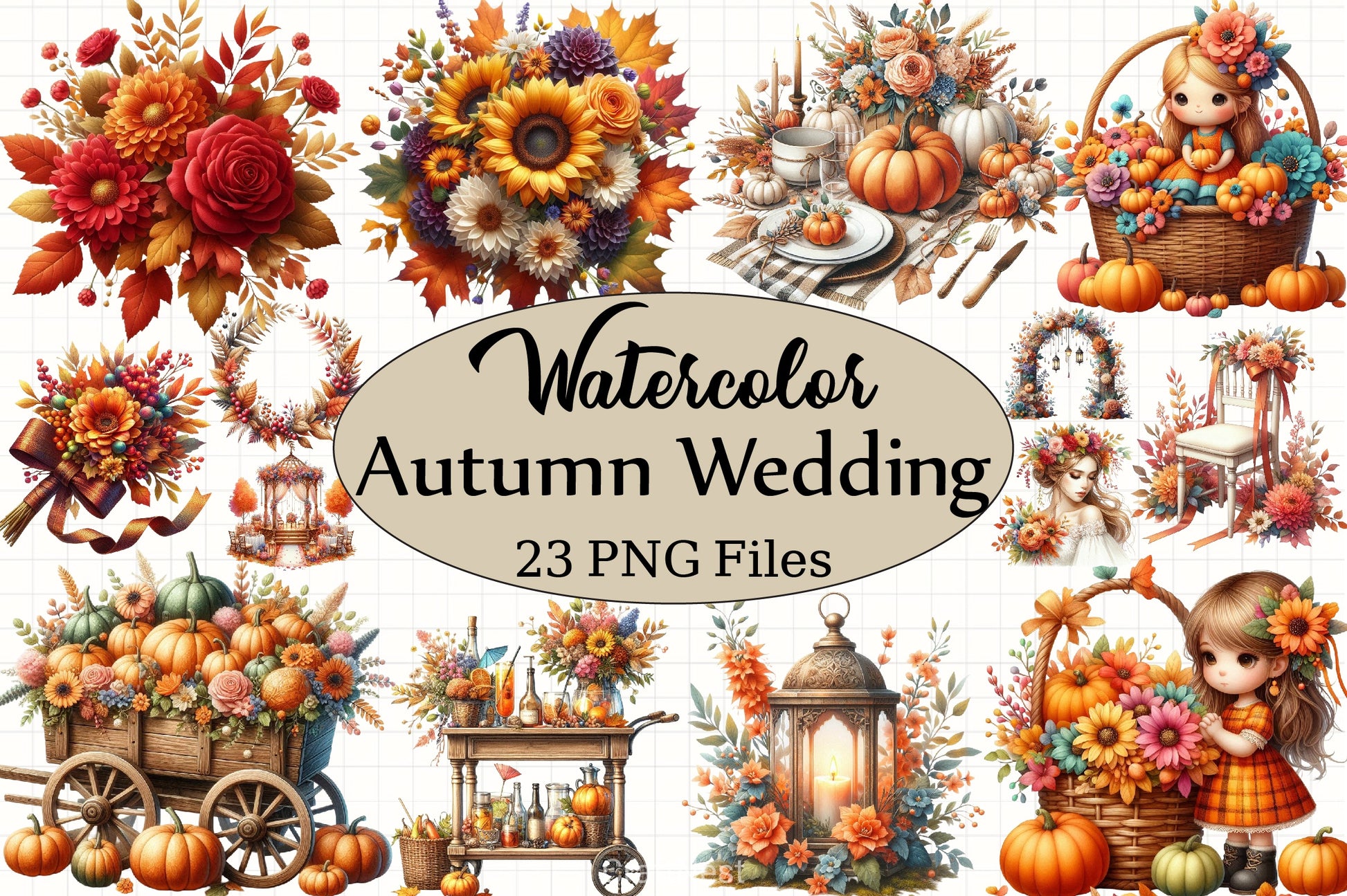 Autumn Wedding Clipart Bundle 3 - CraftNest - Digital Crafting and Art