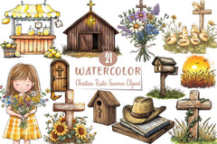 Christian Rustic Summer Clipart Bundle - CraftNest - Digital Crafting and Art