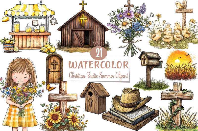 Christian Rustic Summer Clipart Bundle - CraftNest - Digital Crafting and Art
