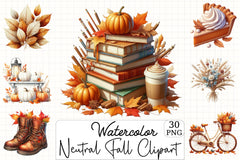 Neutral Fall Clipart Bundle - CraftNest - Digital Crafting and Art