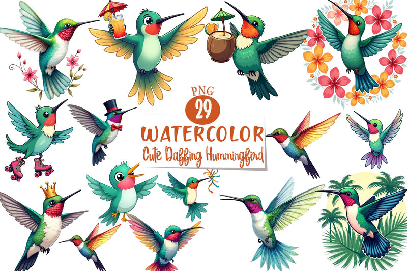Cute Dabbing Hummingbird Clipart Bundle 8 - CraftNest - Digital Crafting and Art