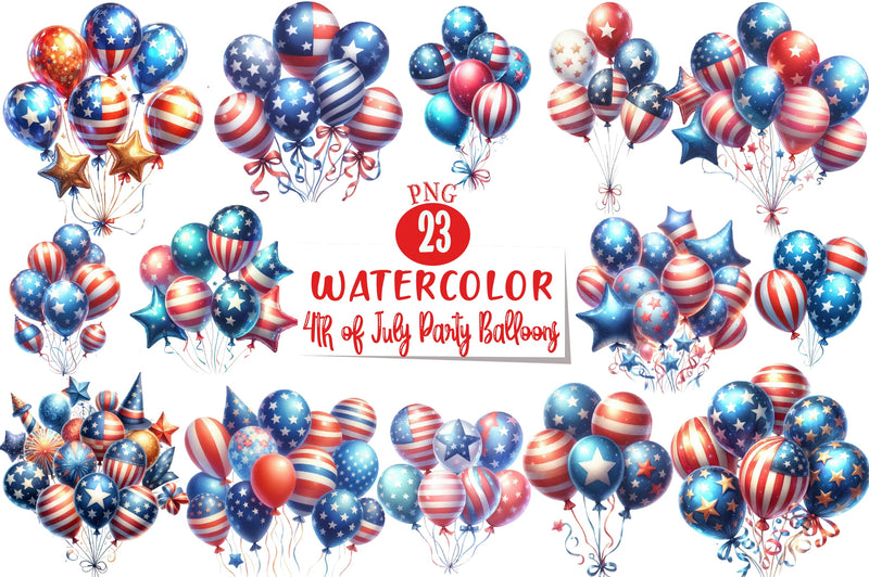 American 4th of July Balloons Clipart Bundle - CraftNest - Digital Crafting and Art