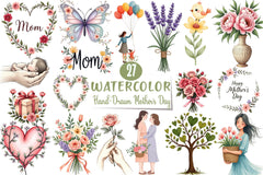 Hand Drawn Mother's Day Clipart Bundle - CraftNest - Digital Crafting and Art