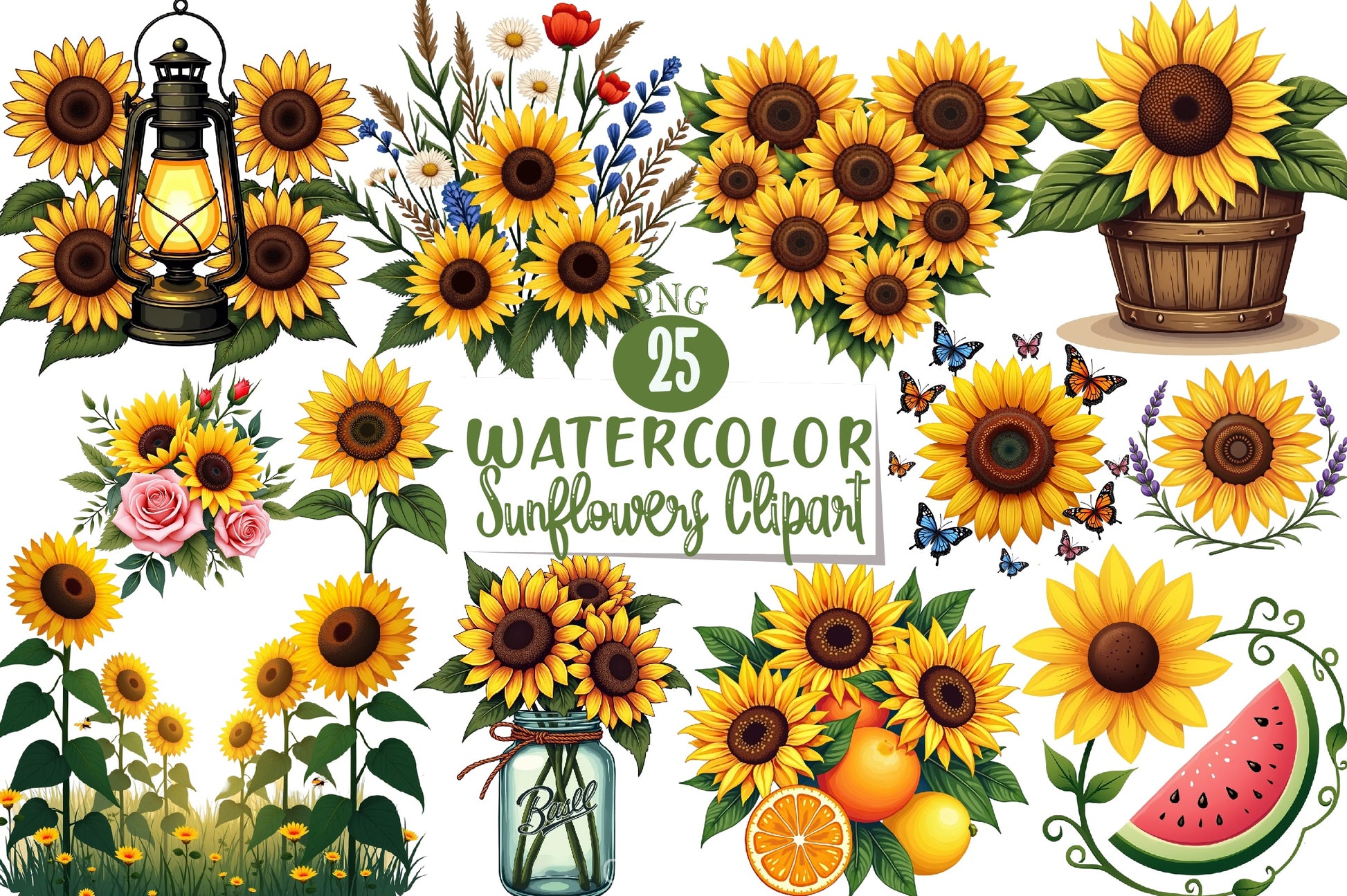 Sunflowers Clipart Bundle 5 - CraftNest - Digital Crafting and Art
