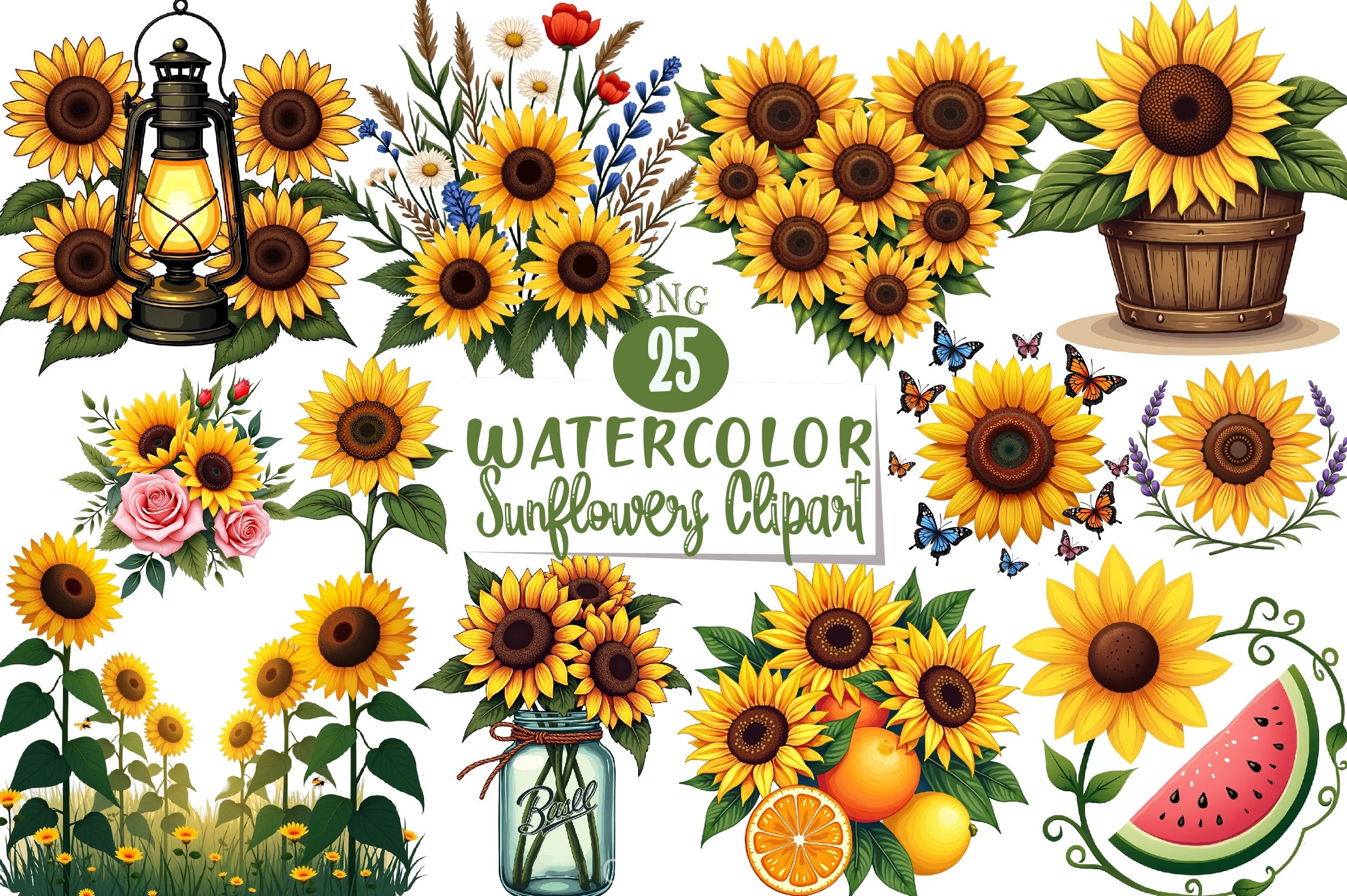 Sunflowers Clipart Bundle 5 - CraftNest - Digital Crafting and Art