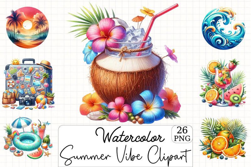 Summer Vibe Clipart Bundle - CraftNest - Digital Crafting and Art