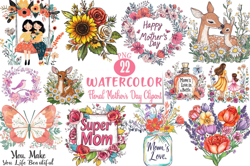 Floral Mother's Day Clipart Bundle 3 - CraftNest - Digital Crafting and Art