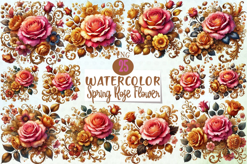 Spring Rose Flower Clipart Bundle 1 - CraftNest - Digital Crafting and Art