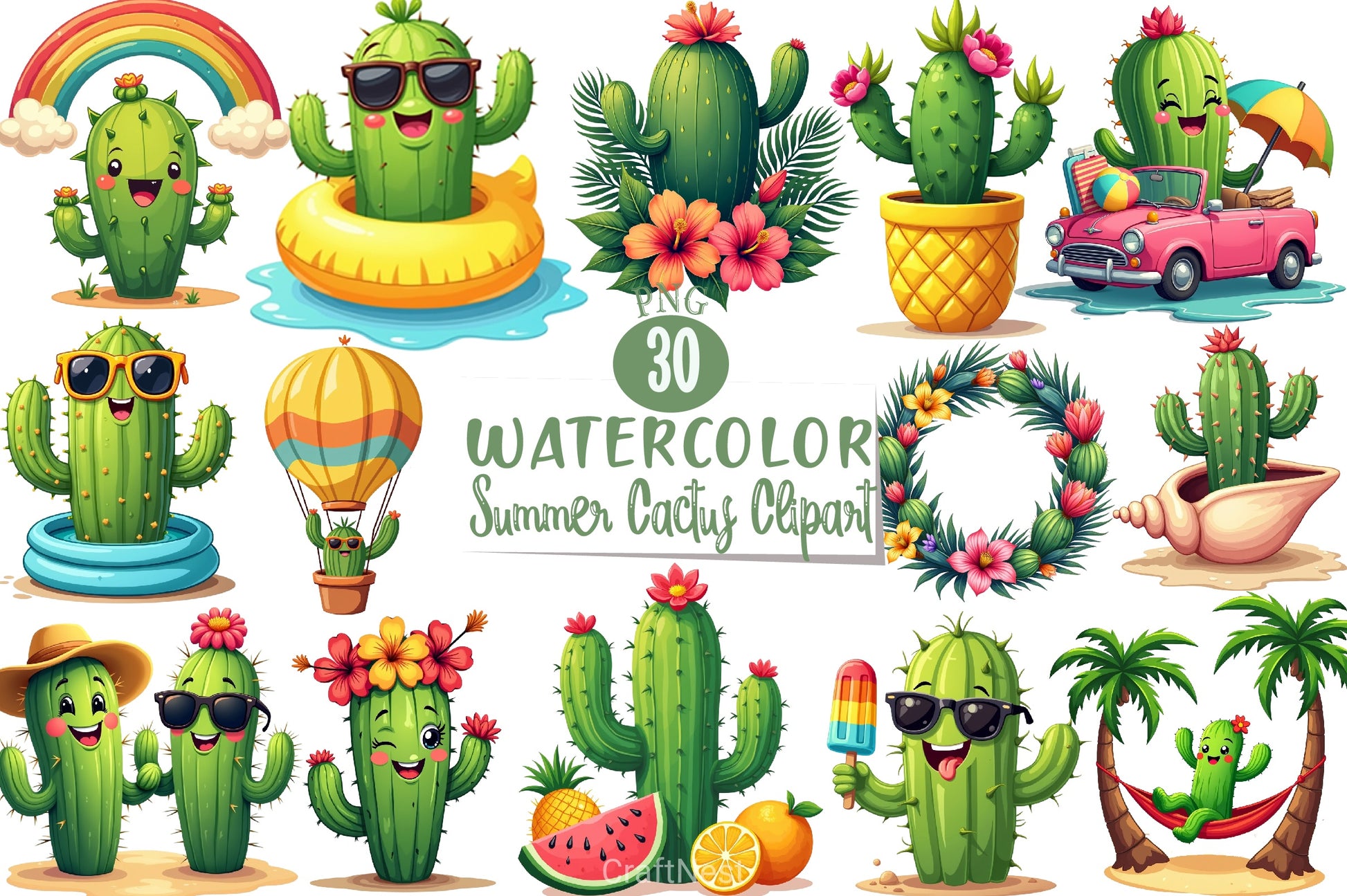 Summer Cactus Clipart Bundle 4 - CraftNest - Digital Crafting and Art