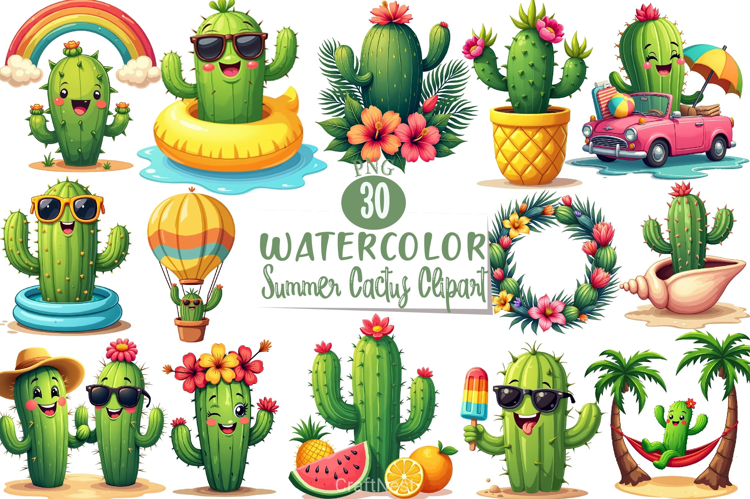 Summer Cactus Clipart Bundle 4 - CraftNest - Digital Crafting and Art