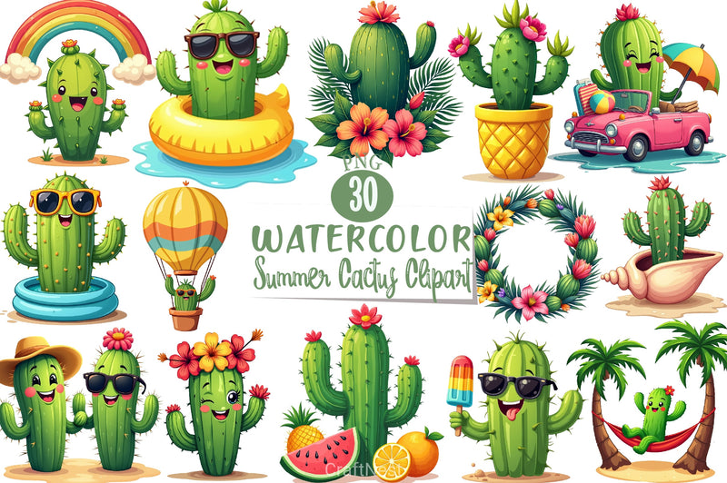 Summer Cactus Clipart Bundle 4 - CraftNest - Digital Crafting and Art