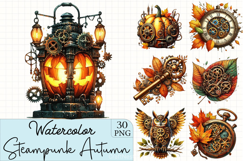 Steampunk Autumn Clipart Bundle - CraftNest - Digital Crafting and Art