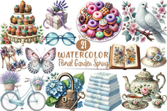 Floral Garden Spring Clipart Bundle - CraftNest - Digital Crafting and Art