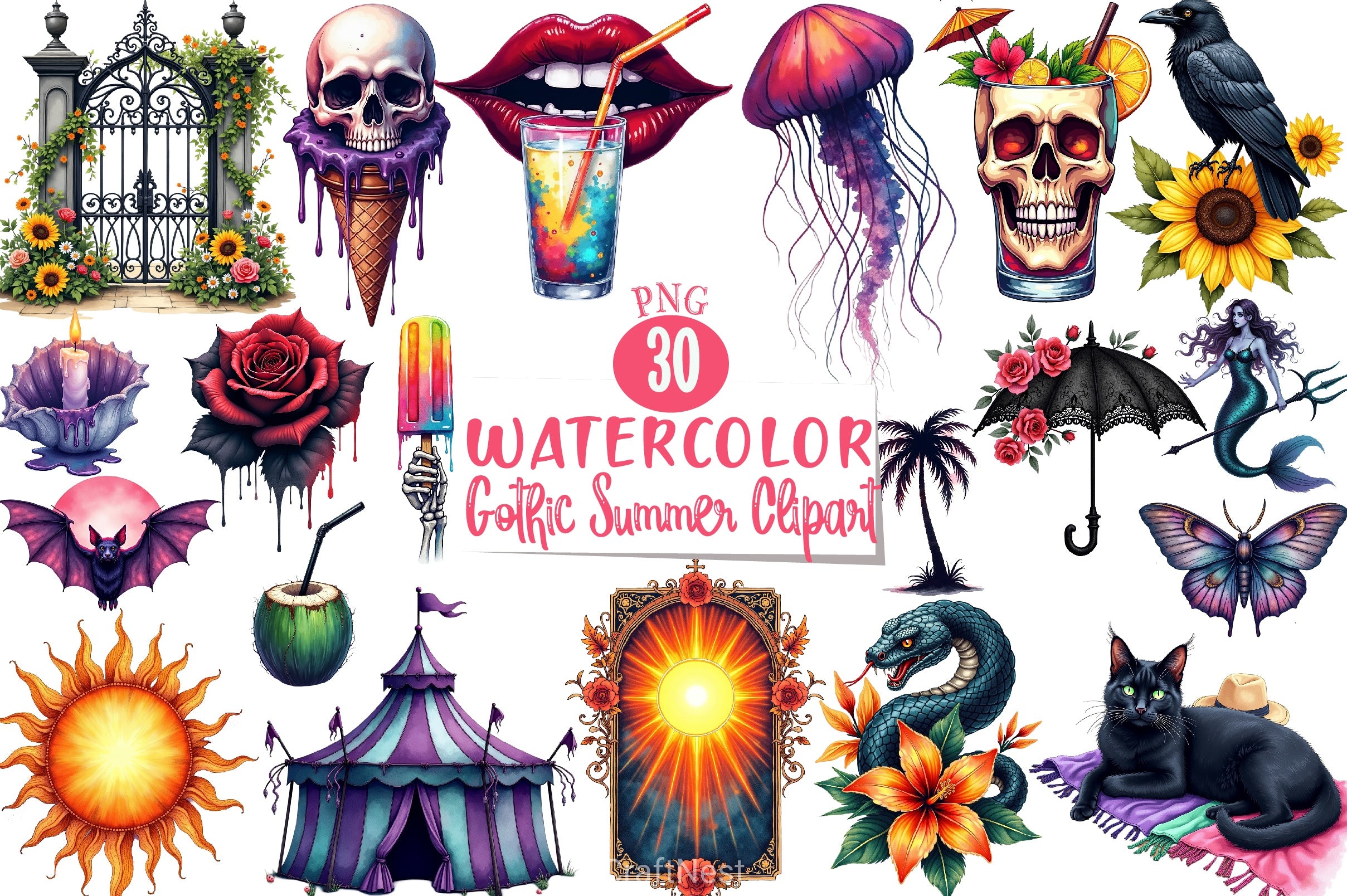 Gothic Summer Clipart Bundle 7 - CraftNest - Digital Crafting and Art