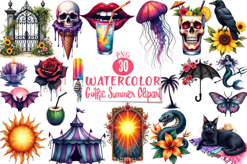 Gothic Summer Clipart Bundle 7 - CraftNest - Digital Crafting and Art