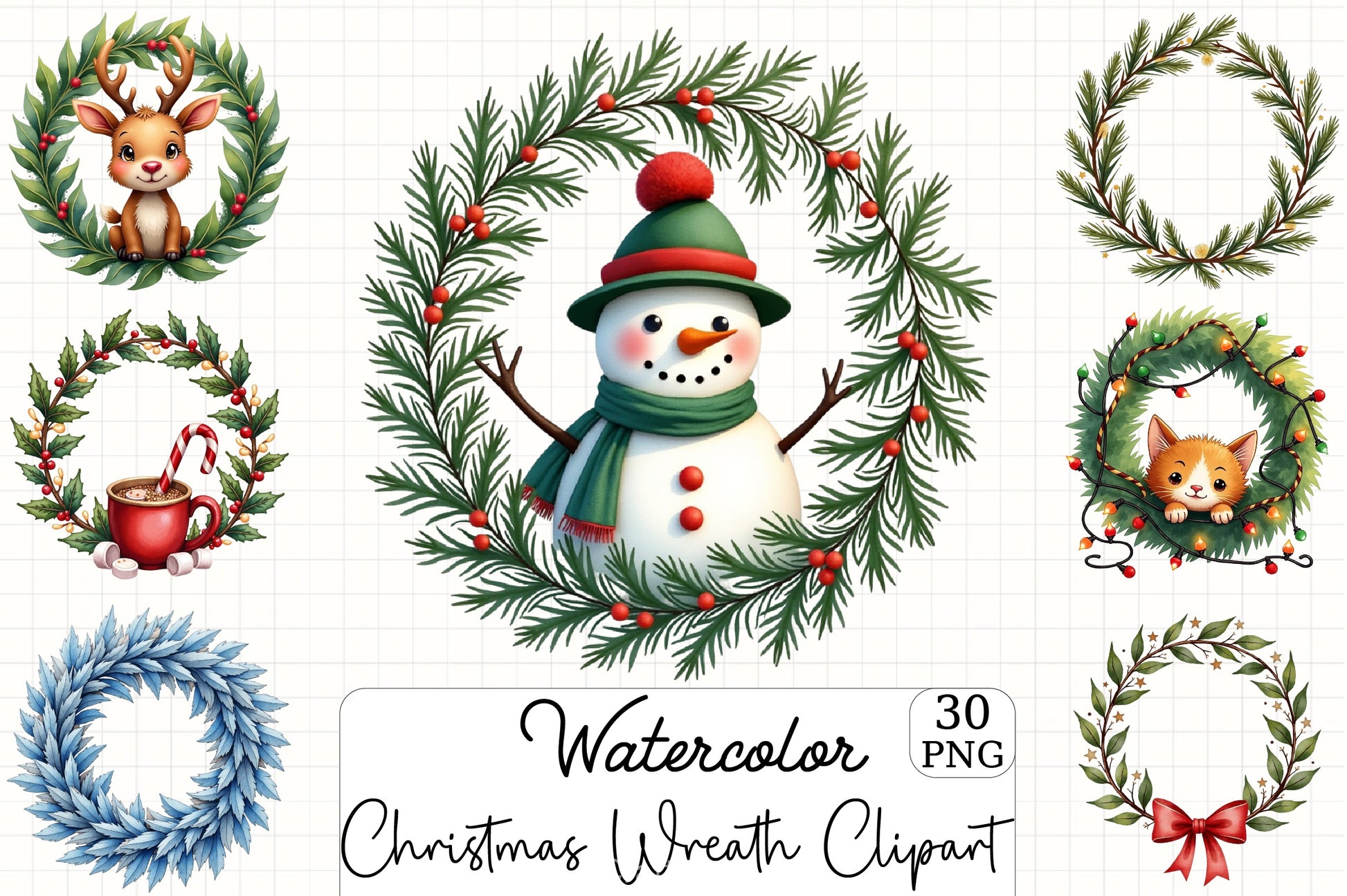 Christmas Wreath Clipart Bundle 8 - CraftNest - Digital Crafting and Art