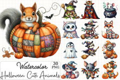 Patchwork Halloween Animals Clipart Bundle - CraftNest - Digital Crafting and Art