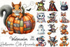 Patchwork Halloween Animals Clipart Bundle