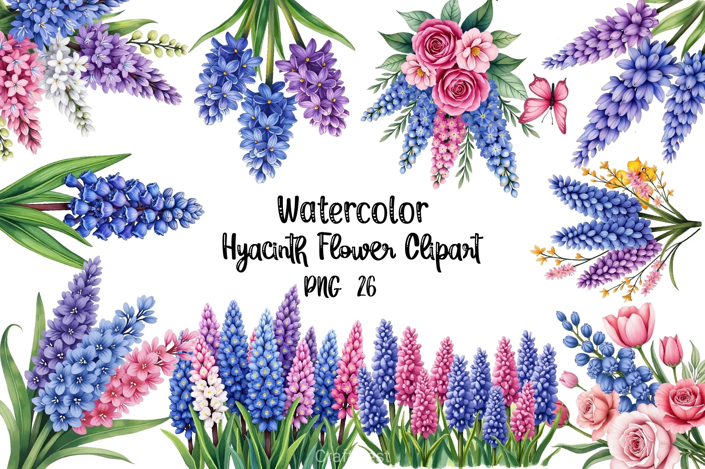 Hyacinth Flower Clipart Bundle - CraftNest - Digital Crafting and Art