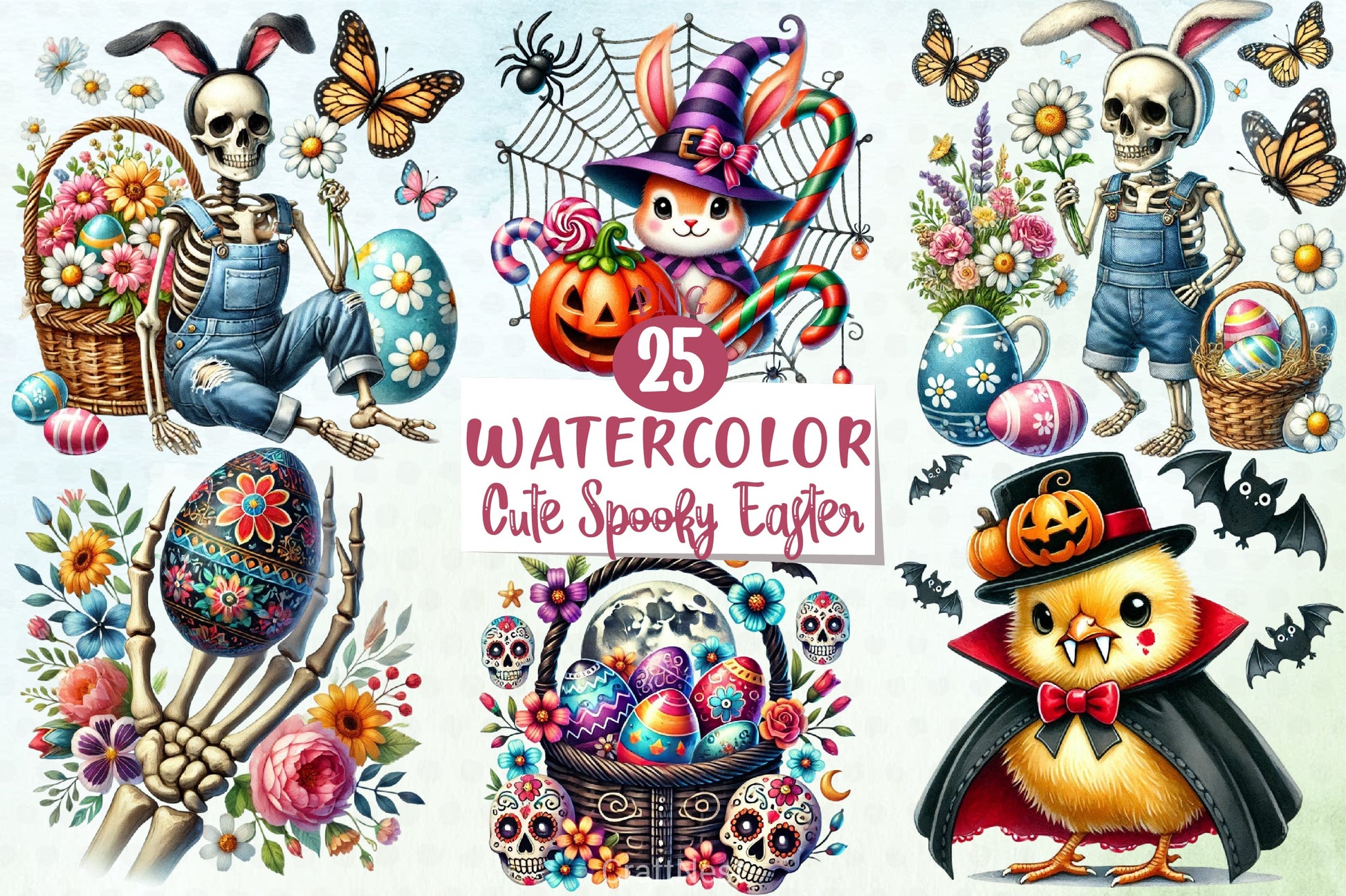 Cute Spooky Easter Clipart Bundle - CraftNest - Digital Crafting and Art