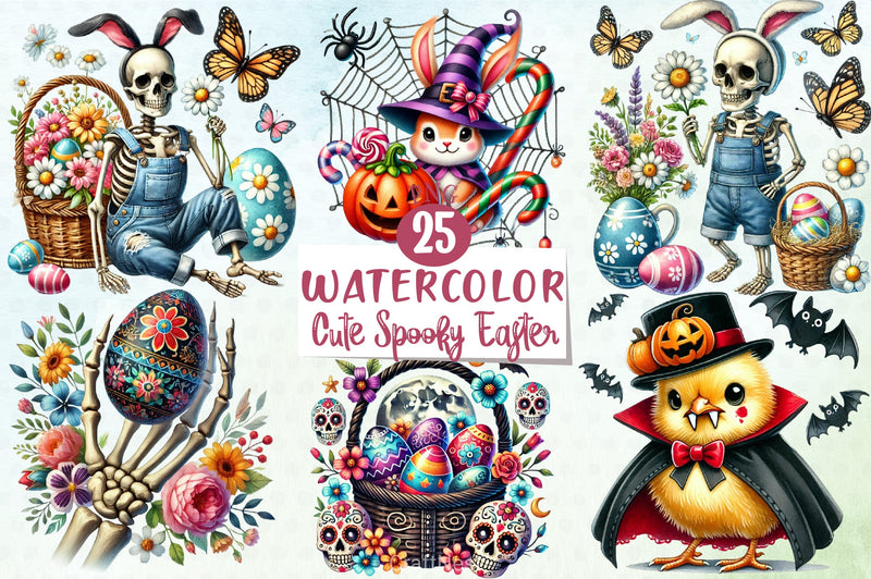 Cute Spooky Easter Clipart Bundle - CraftNest - Digital Crafting and Art
