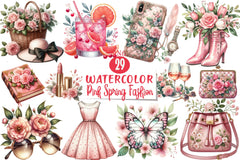 Pink Spring Fashion Clipart Bundle 2 - CraftNest - Digital Crafting and Art