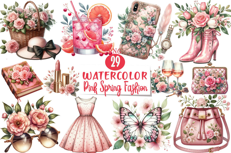 Pink Spring Fashion Clipart Bundle 2 - CraftNest - Digital Crafting and Art