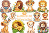 Cute Spring Lion Clipart Bundle