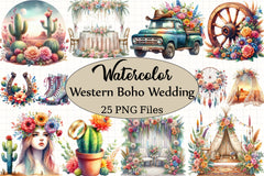 Western Boho Wedding Clipart Bundle 6 - CraftNest - Digital Crafting and Art