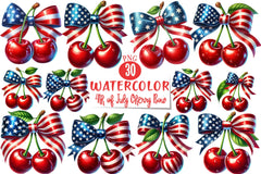 4th of July Cherry Bow Clipart Bundle 4 - CraftNest - Digital Crafting and Art