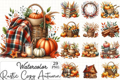 Rustic Cozy Autumn Clipart Bundle 9 - CraftNest - Digital Crafting and Art