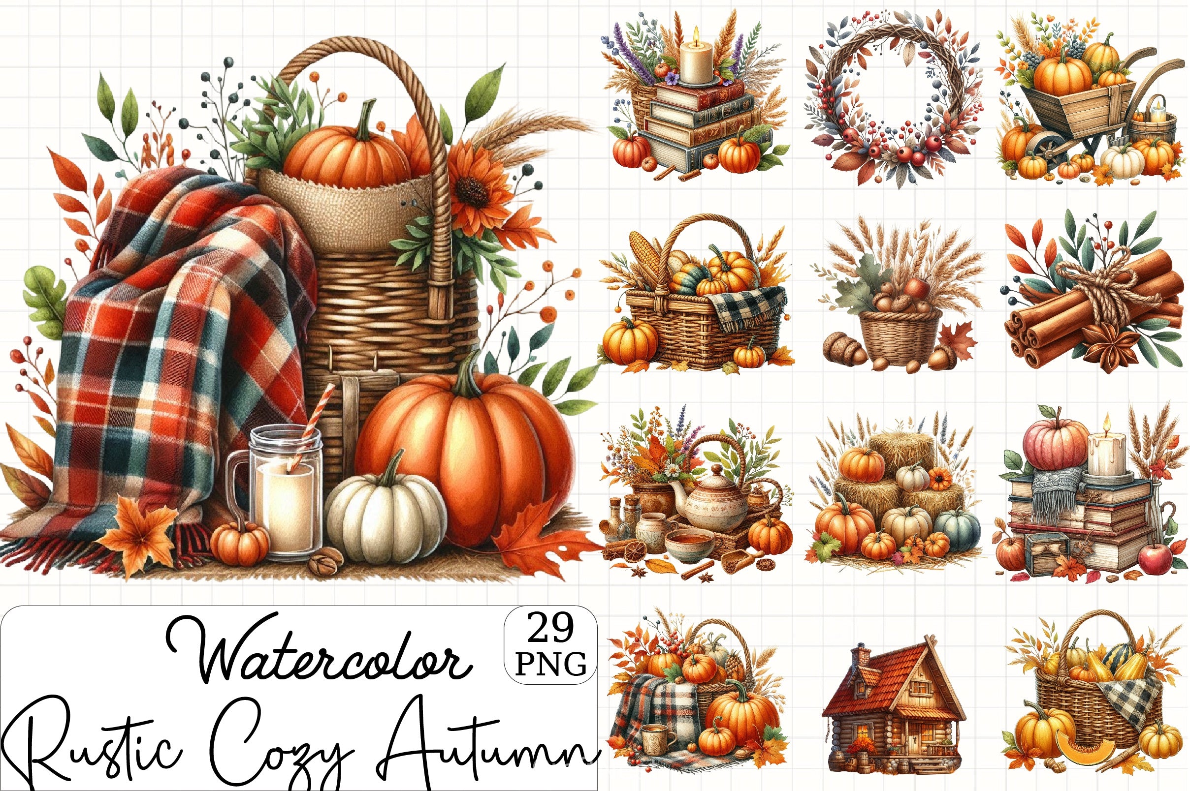 Rustic Cozy Autumn Clipart Bundle 9 - CraftNest - Digital Crafting and Art