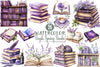Spring Books Purple Clipart Bundle