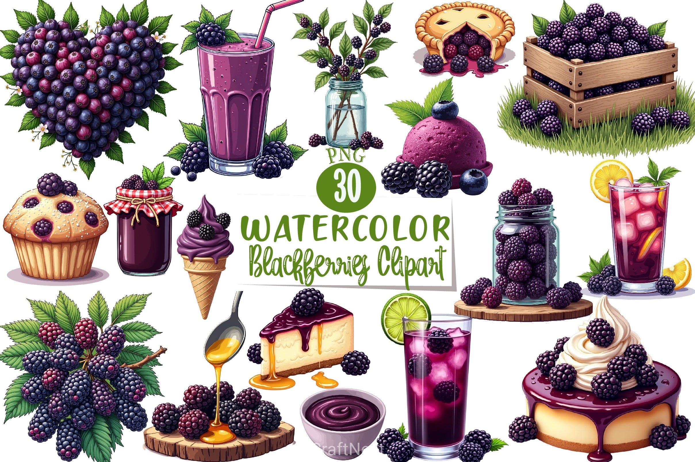 Blackberries Clipart Bundle - CraftNest - Digital Crafting and Art