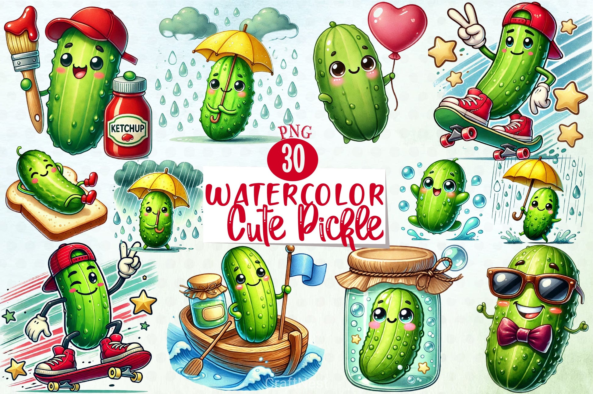 Cute Pickle Clipart Bundle - CraftNest - Digital Crafting and Art