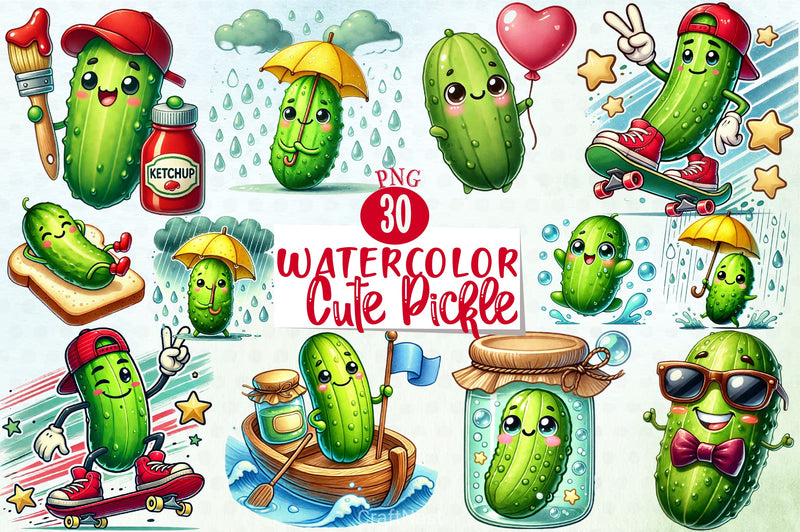 Cute Pickle Clipart Bundle - CraftNest - Digital Crafting and Art