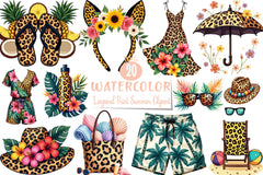 Leopard Print Summer Clipart Bundle - CraftNest - Digital Crafting and Art