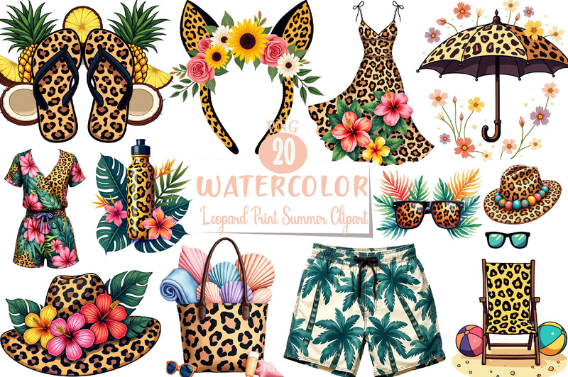 Leopard Print Summer Clipart Bundle - CraftNest - Digital Crafting and Art