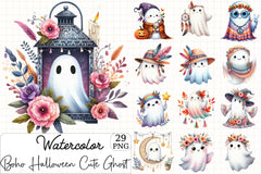 Boho Halloween Ghost Clipart Bundle - CraftNest - Digital Crafting and Art
