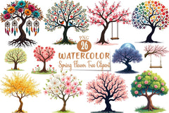 Spring Flower Tree Clipart Bundle - CraftNest - Digital Crafting and Art
