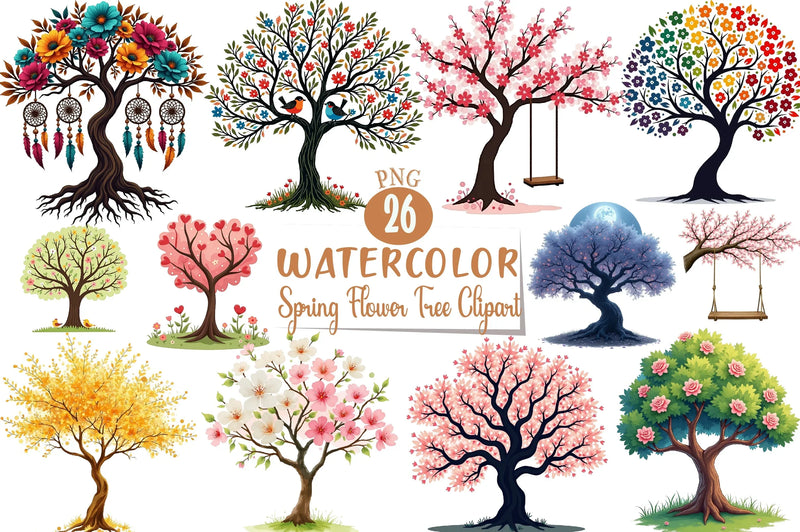Spring Flower Tree Clipart Bundle - CraftNest - Digital Crafting and Art