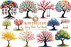 Spring Flower Tree Clipart Bundle