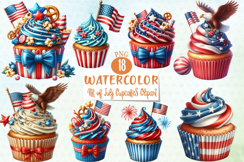 4th of July Cupcakes Clipart Bundle - CraftNest - Digital Crafting and Art
